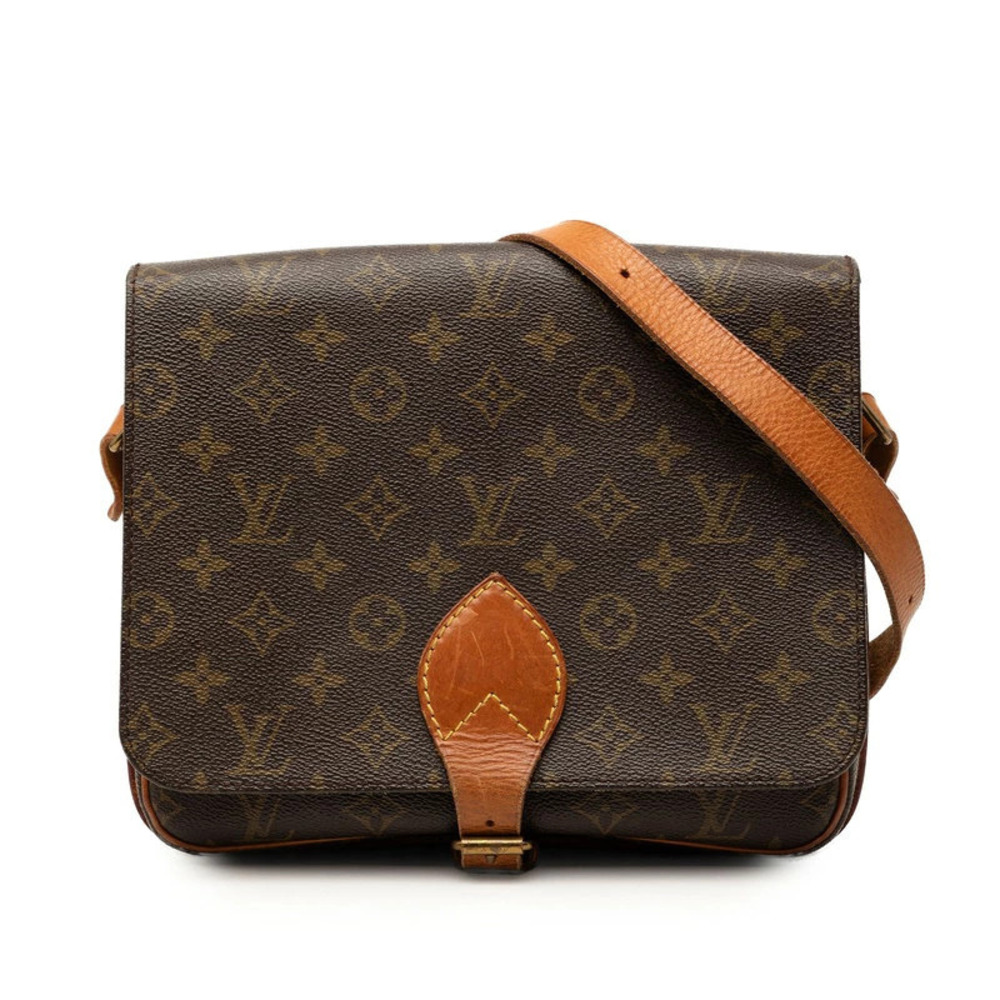 Louis Vuitton Monogram Cartouchiere Crossbody Bag Brown Leather